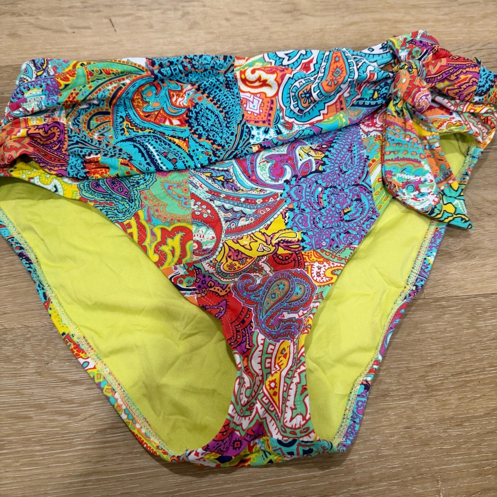 Bleu Rod Beattie Women Paisley High Waisted Bikini Bottoms Side Tie 6